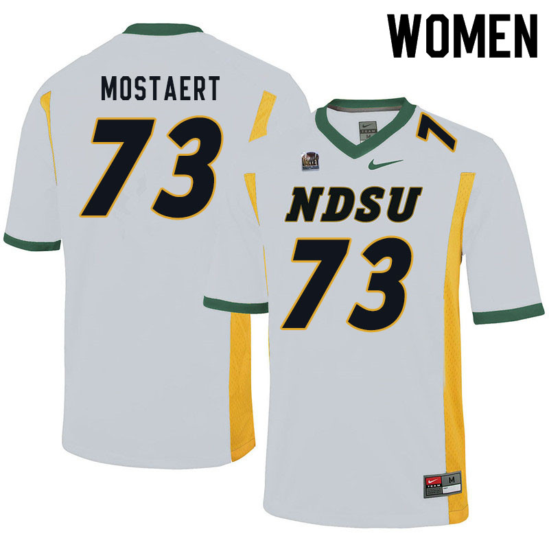 Women #73 Eli Mostaert North Dakota State Bison College Football Jerseys Sale-White - Click Image to Close